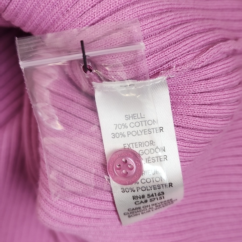 New Y2K Calvin Klein Hot Pink Cotton Cropped Ribbed Polo Top Large - Picture 9 of 9